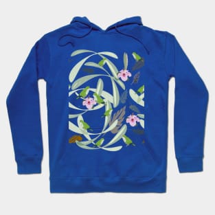 Loriquets and hibiscus in rose Hoodie